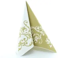 Mank Serviette Airlaid Pomp in Gold-Weiß, 40 x 40 cm, 50 Stück - Ornamente Hochzeit Feier