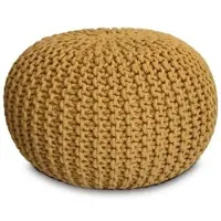 Amagohome Sitzpouf Strickhocker Pouf Ø45 H30cm Bodenkissen Indoor Baumwolle nachhaltig recycelt : gelb