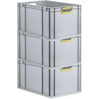 Proregal 3x Eurobox NextGen Color | HxBxT 22x40x60cm | 65 Liter | Griffe gelb offen | Verstärkter Boden | Eurobehälter