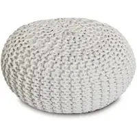 Amagohome Sitzpouf Strickhocker Pouf Ø45 H30cm Bodenkissen Indoor Baumwolle nachhaltig recycelt : weiß