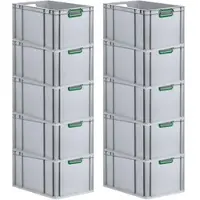 Proregal 10x Eurobox NextGen Color | HxBxT 22x40x60cm | 65 Liter | Griffe grün offen | Verstärkter Boden | Eurobehälter
