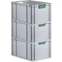 Proregal 3x Eurobox NextGen Color | HxBxT 22x40x60cm | 65 Liter | Griffe grün offen | Verstärkter Boden | Eurobehälter