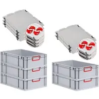 Proregal Spar Set 5x Eurobox Nextgen Color Mit Auflagedeckel & Schiebeschnappverschlüsse HxBxT 17 x 40 x 60 cm Griffe Rot Geschlossen Glatter Boden