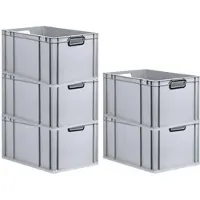 Proregal SparSet 5x Eurobox Nextgen Color HxBxT 32x40x60cm 65 Liter Griffe Schwarz Offen Grau Eurobehälter Transportbox Transportbehälter