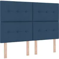 vidaXL Boxspringbett mit LED-Lichtleisten Blau 140 x 190 cm Stoff