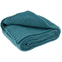 Wometo Kuscheldecke Strick OEKO-TEX 140x190 türkis petrol - warme weiche Strickdecke mit edlem und schlichten Strickmuster