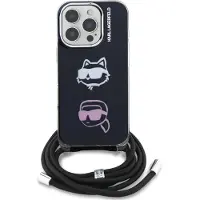 Karl Lagerfeld Case IML Crossbody Karl&Choupette Head for iPhone 16 Pro black