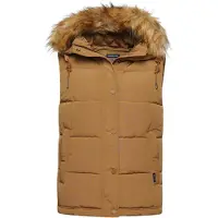 Superdry für Damen. W5011395A Kunstpelzweste Everest beige (M), Lässig, Polyester