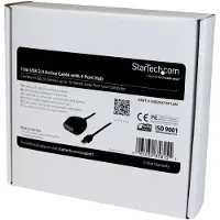 StarTech.com .COM 15m USB 2.0 Kabel aktiv mit 4 Port USB Hub - USB A Stecker auf USB A Buchse Datenkabel mit 4-fach Verteiler - Schwarz