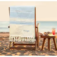 Yoursurprise Personalisiertes Hamamtuch - Blau - 210 x 203 cm