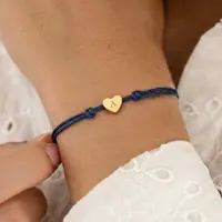 Yoursurprise Personalisiertes Kordelarmband - Blau - Goldenes Herz