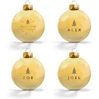 Yoursurprise Weihnachtskugel mit Namen - Gold (4 Stück)