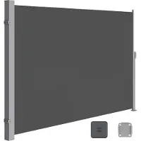 Songmics Seitenmarkise, Sichtschutz, 180 x 300 cm, ausziehbarMarkise, aus 220 g/m² Polyester,Blickdicht, Seitenrollo, für Balkon, Terrasse, Garten, anthrazit GSA180TG