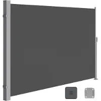 Songmics Seitenmarkise, Sichtschutz, 160 x 300 cm, ausziehbarMarkise, aus 220 g/m² Polyester,Blickdicht, Seitenrollo, für Balkon, Terrasse, Garten, anthrazit GSA160TG