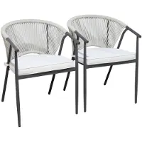 Sweeek - 2er-Set stapelbare Gartensessel aus Stahl mit Seilbespannung - Beige