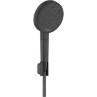 Hansgrohe Raindance Alive Select S Brausehalterset 125, 3-jet EcoSmart mit Designflex Textilbrauseschlauch 160cm, 24611340, Farbe: Brushed Black Chrome