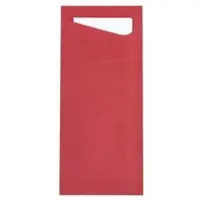 Prime Guest Bestecktasche Prime Fit in Rot 85 x 190 mm, mit 2-lagiger Tissue-Serviette in Weiß - 100 Stück