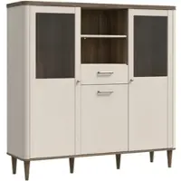 Forte Vitrine "Lacetti", valencia eiche, sand, B:144,8cm H:142,9cm T:41,2cm, Holzwerkstoff, Schränke, Vitrine, B/H/T 144,8/142,9/41,2 cm, Echtholzfüße