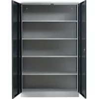 G-Office Aktenschrank FLC.192/N, aus Metall, abschließbar, 120 x 195 x 42 cm (B/H/T), anthrazit / lichtgrau