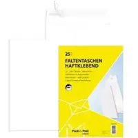 Mailmedia Faltentaschen C4, weiß, ohne Fenster, haftklebend, 25 Stück