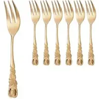 Gräwe Kuchengabeln Rosendekor, gold, Edelstahl 18/0, 13,5 cm, 6 Stück