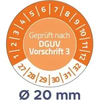 Avery Zweckform Zweckform Prüfplaketten 6977 Geprüft nach DGUV Vo3, 2027-2032, orange, Ø 20 mm, abziehsicher, 120 Stück