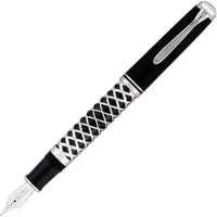 Pelikan Füller Souverän M805 Metal Sleeve, Feder F, schwarz/silber, 18-Karat Goldfeder rhodiniert