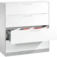 C+P CP-Möbel Hängeregisterschrank Asisto C3000, Holz, 3-bahnig, 4 Schübe, lichtgrau / weiß