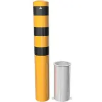SCHAKE Absperrpfosten Typ 40191HBG, herausnehmbar, ohne Verschluss, Ø 193mm, Gesamtlänge:1500mm, beschichtet, gelb / schwarz