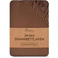 NatureMark Spannbettlaken Jersey, 140-160 x 200 cm, Baumwolle, für Matratzen bis 25 cm Höhe, schoko braun