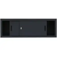LÜLLMANN Aufsatzschrank 550379, schwarz, abschließbar, Schiebetüren, Metall 160 x 45 x 45cm