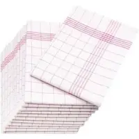 Zöllner Geschirrtuch 27200, 50 x 70 cm, 12 Stück, 50% Leinen, 50% Baumwolle, rot-weiß, kariert
