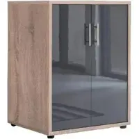 BMG Aktenschrank Office Edition, aus Holz, 54 x 74 x 52 cm (B/H/T) anthrazit hochglanz / sonoma eiche