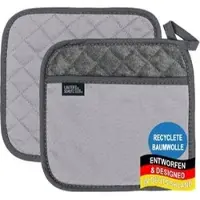 LauterSchutz Topflappen LS104s, Baumwolle, grau, 20 x 20 cm, waschbar, 2 Stück