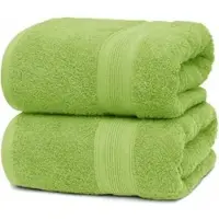 NatureMark Handtuch Premium, apfelgrün, 70 x 140 cm, Duschtuch mit Bordüre, aus 100% Baumwolle, 500 g/m2, 2 Stück
