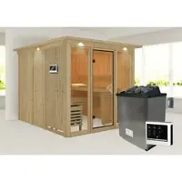 Karibu Sauna »Nomme«, BxHxT:240,5 x 202 x 248 cm, lichtgrau - beige