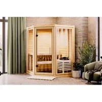Karibu Sauna »Udema«, BxTxH: 158 x 158 x 207 cm, ohne Ofen , für 2 Personen - beige