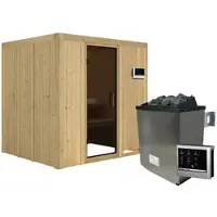Karibu Sauna »Rakvere«, inkl. 9 kW Saunaofen mit externer Steuerung, für 3 Personen - beige