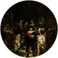Wallart K&L Wall Art Vliestapete »Runde Vliestapete«, Rembrandt Kunst Die Nachtwache, mehrfarbig, matt - bunt