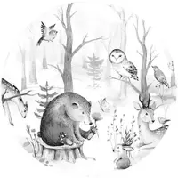 Wallart K&L Wall Art Vliestapete »Runde Vliestapete«, Kvilis Tierfreunde Waldtiere, mehrfarbig, matt - bunt
