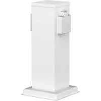 Ledscom.de Garten Steckdosensäule POLLY für außen, IP44, 2-fach, Edelstahl, weiß, eckig, 27 cm