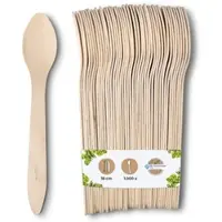 Biozoyg 1000 Stück Löffel 18cm aus Holz, Einwegbesteck, umweltfreundliche Einweglöffel mit Biobeschichtung, kompostierbare Holzlöffel