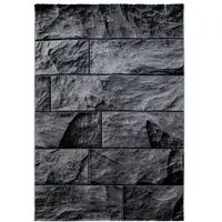 Carpetsale24 Teppich Wohnzimmer Moderne Steindesign Schwarz - Grau 280 x 370 cm - Kurzflor, Schlafzimmer, Esszimmer, Küche