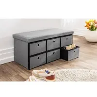 Trendstabil Sitztruhe mit 6 Schubladen, ca. 76 x 38 x 38 cm - Grau