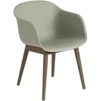 Muuto Fiber Armchair, wood base, dusty green / dunkelbraun gebeizt