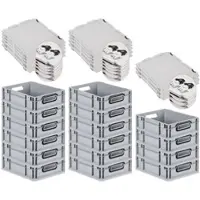 Proregal SuperSparSet 16x Eurobox NextGen Color mit Scharnierdeckel & Verschlüssen, HxBxT 12x30x40cm, 11L, Grau, Griffe schwarz offen, Eurobehälter