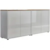 BMG Möbel Sideboard Mailand Set 2 Weiß/Eiche
