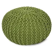 Amagohome Strickhocker XXL Pouf Ø55 H37cm Bodenkissen Sitzpouf Baumwolle nachhaltig : grün
