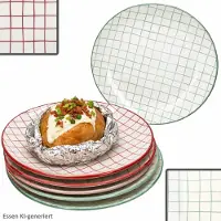 MamboCat 6er Set Holly rot & grün Speiseteller Steingut Gitter Essteller Grill-Platte