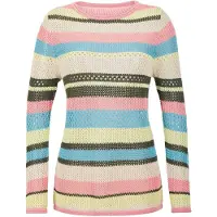 Goldner Ringelpullover mit Lochmuster in bunt / gemustert | Gr.: 40